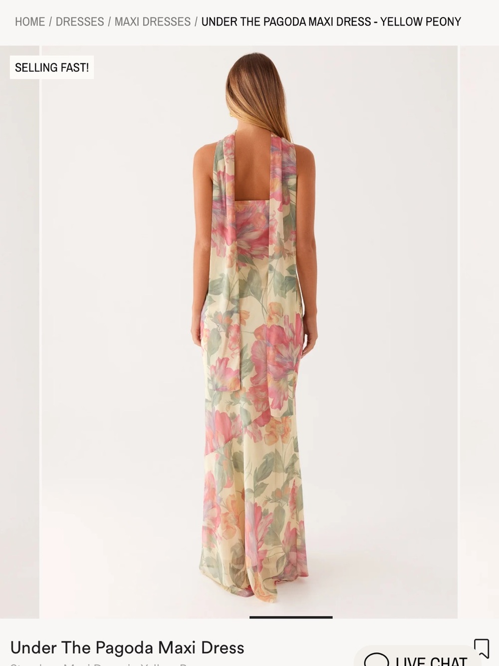 NWT ✨ Peppermayo Under the Pagoda Yellow Peony Strapless Maxi Dress - Picture 2 of 7